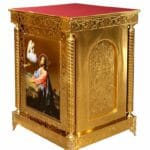 Жертовник карбування з іконою на булаті (на литих ніжках)